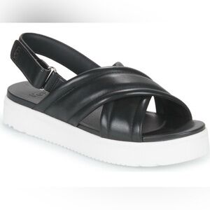 UGG Women's Sandals in Black with White Sole